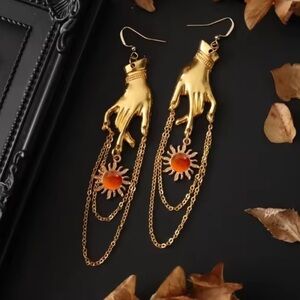 Vintage Golden Hand of the Sun Earrings
